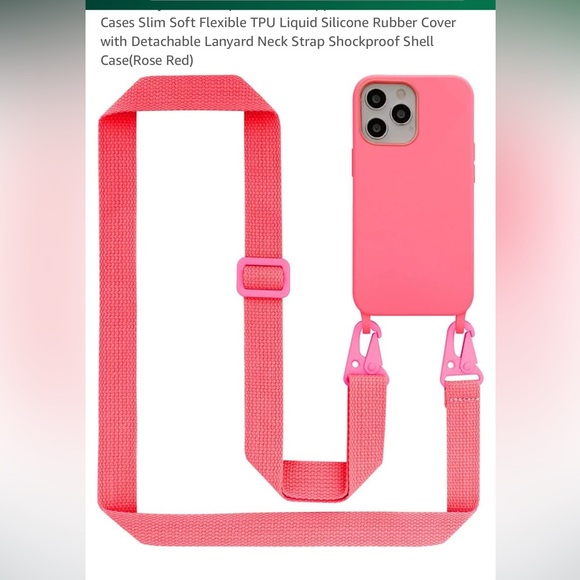 Amazon 🩷 Rose pink neon phone case/crossbody iPhone 12 NWOT - Picture 2 of 8
